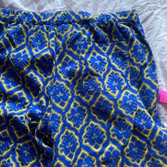 Juicy Couture tuxedo style blue and gold flannel pajama set w/ pink piping Small - Picture 12 of 16